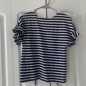 🌸 3/$15 Rachel Parcell Back Bow Navy and White Stripped Top